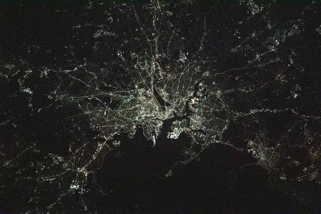 Boston nighttime lights